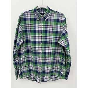 Polo Ralph Lauren Mens Shirt Green Blue Pink Plaid Oxford Button Down Large